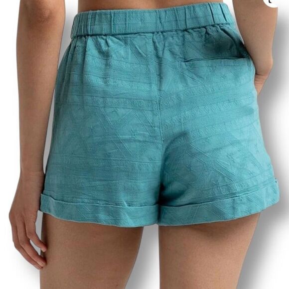 Roxy S Adriatic Blue Cotton Pull-On Textured Shorts Casual Summer Beachwear NWT - Picture 3 of 13